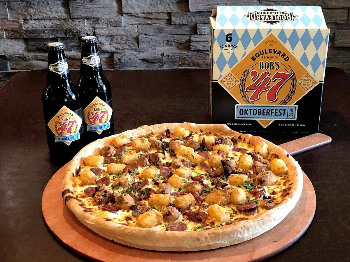 Minsky’s Oktoberfest Pizza will have smoked sausage from Joe’s Kansas City Bar-B-Que and a sauce made with Boulevard Brewing Co.’s Pale Ale.