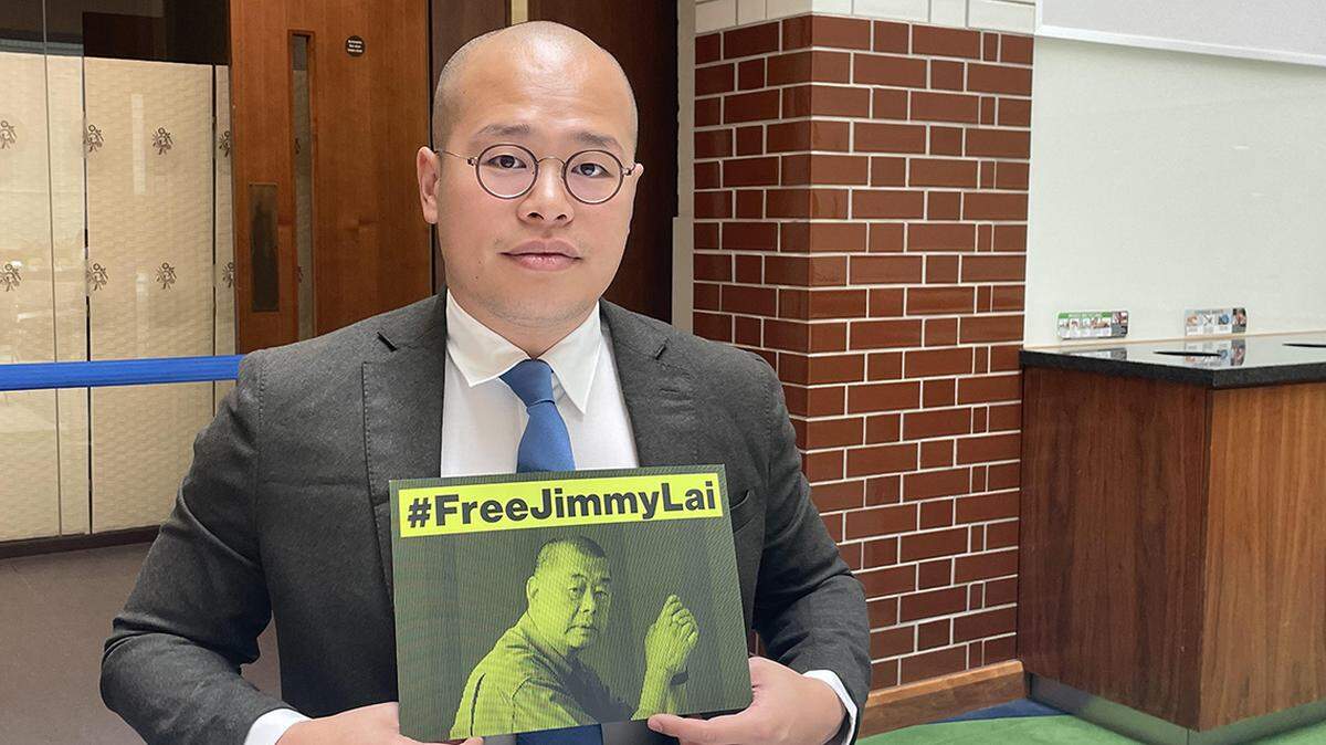 “Spread my father’s story,” said Sebastien Lai, son of the imprisoned Apple Daily publisher.
