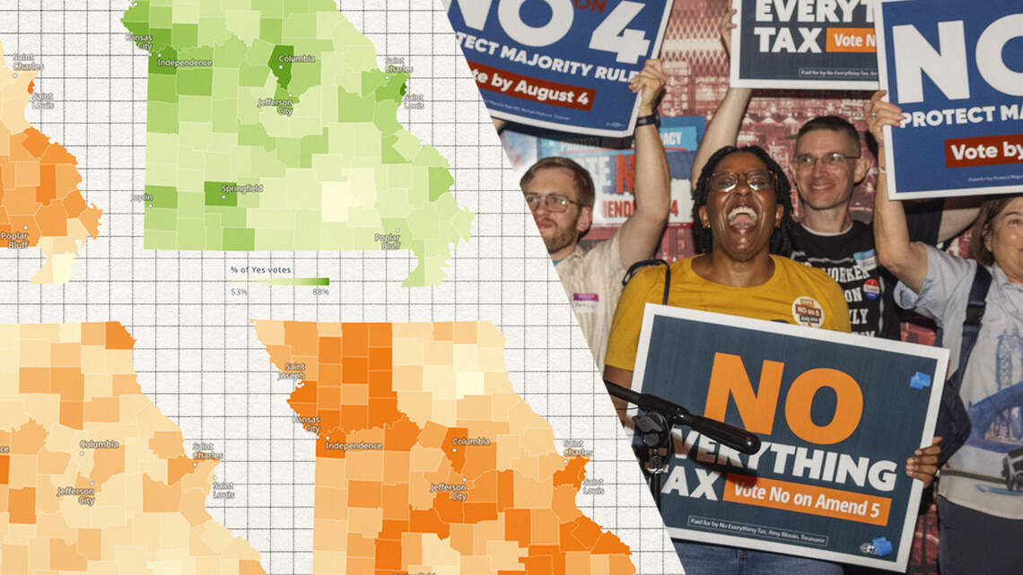 Where did Missouri amendments lose – or win – by the most? See interactive county maps