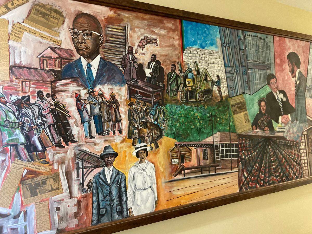 This year the Black Archives of Mid-America in Kansas City was gifted this mural, commissioned in 1974, to depict H.W. Sewing and the Douglass State Bank, the first Black-owned bank in Kansas when it was founded in 1947. The bank underwrote countless loans for businesses and homeowners in Kansas City’s Black community to promote economic freedom.
