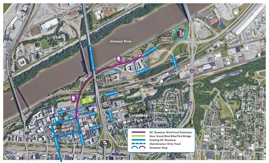 Proposed KC Streetcar extension to Kansas City’s riverfront