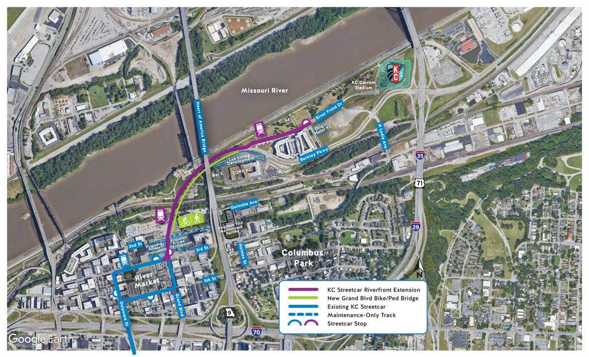 Proposed KC Streetcar extension to Kansas City’s riverfront