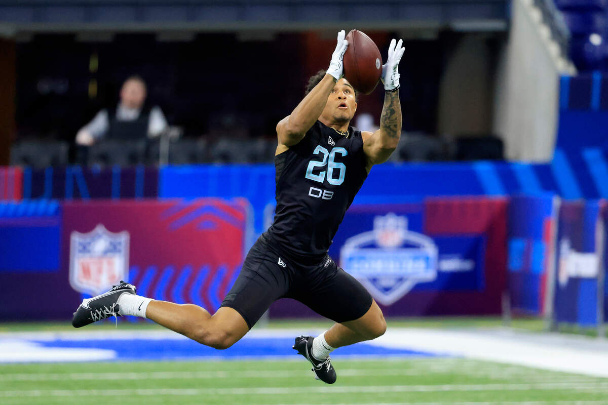Former Washington Huskies cornerback Trent Mcduffie runs a drill during last month’s NFL Scouting Combine at Lucas Oil Stadium in Indianapolis.