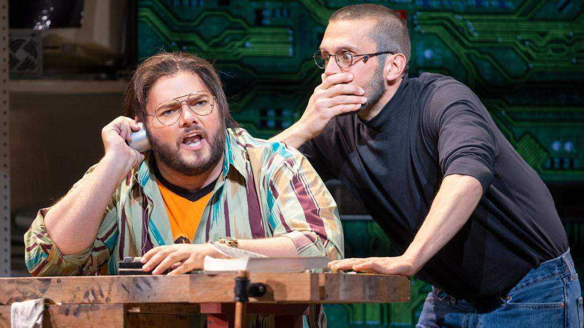 “The (R)evolution of Steve Jobs” tells the story of Apple’s founder, right, including the inventions he created with Steve Wozniak in a garage.