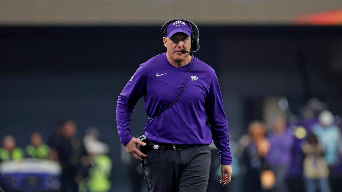 Kansas State Wildcats head coach Chris Klieman looks on during the second half against the TCU Horned Frogs at AT&T Stadium on Dec. 3, 2022.