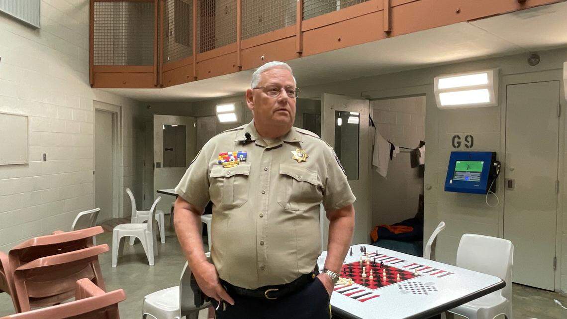 Platte County Sheriff Mark Owen stands in a jail unit at the detention center. Owen, who is not running for reelection, supports a ballot measure to expand the facility in Platte City.