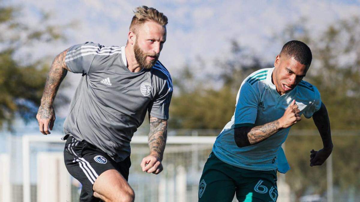 Sporting KC captain Johnny Russell, left, and his teammates are in Arizona preparing for their 2022 Major League Soccer season, which begins with a road game in Atlanta on Feb. 27.