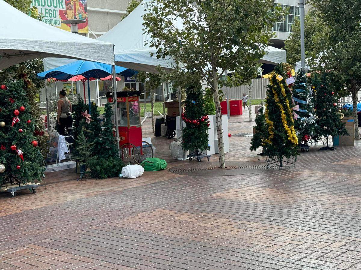 The scene at Crown Center on Thursday.