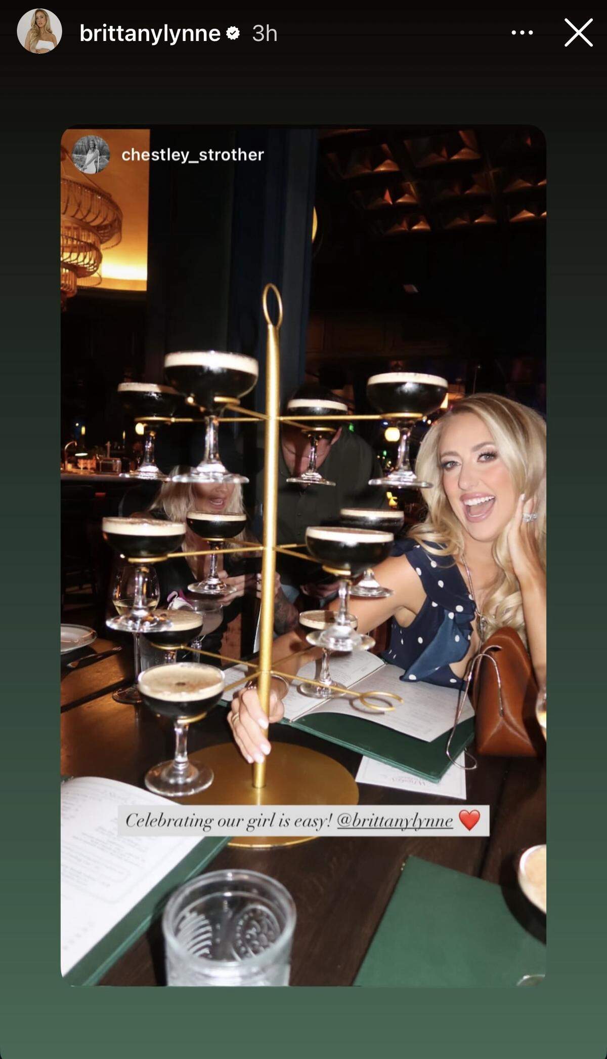 A tower of martinis for the birthday girl.
