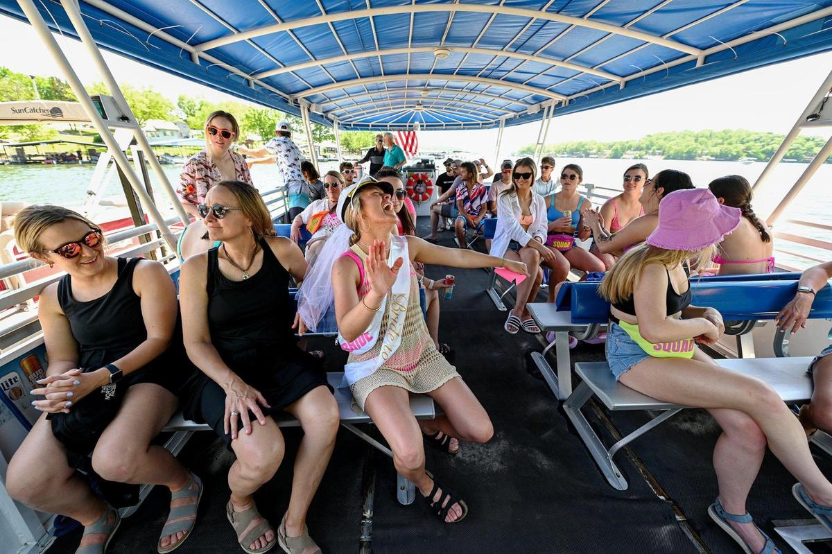 A day cruise with Playin Hooky Water Taxis & Charters was nearly full on a recent Saturday with the bachelorette party of Morgan Alexander (soon to be Gideon), third from left.