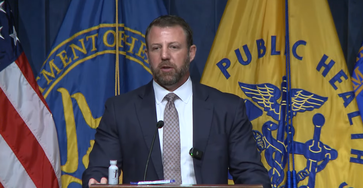 Then-U.S. Sen. Markwayne Mullin at a July 2025 press conference announcing a crackdown on 7-OH.