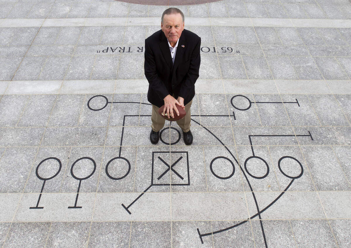 Former Kansas City Chiefs quarterback Len Dawson was part of the most famous play in Chiefs history, “65 toss power trap,” a five-yard running play from Dawson to running back Mike Garrett in Super Bowl IV against the Minnesota Vikings. A diagram of the play is part of the concourse outside Arrowhead Stadium.