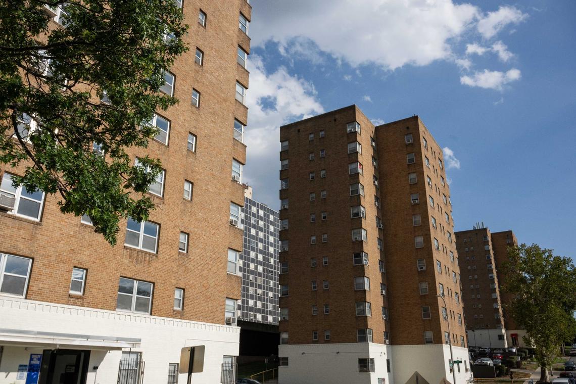 Quality Hill Towers, an apartment complex in Kansas City. The complex, owned by Sentinel Real Estate Corporation, houses an estimated 250 residents. Over 100 tenants formed a union to address living conditions.