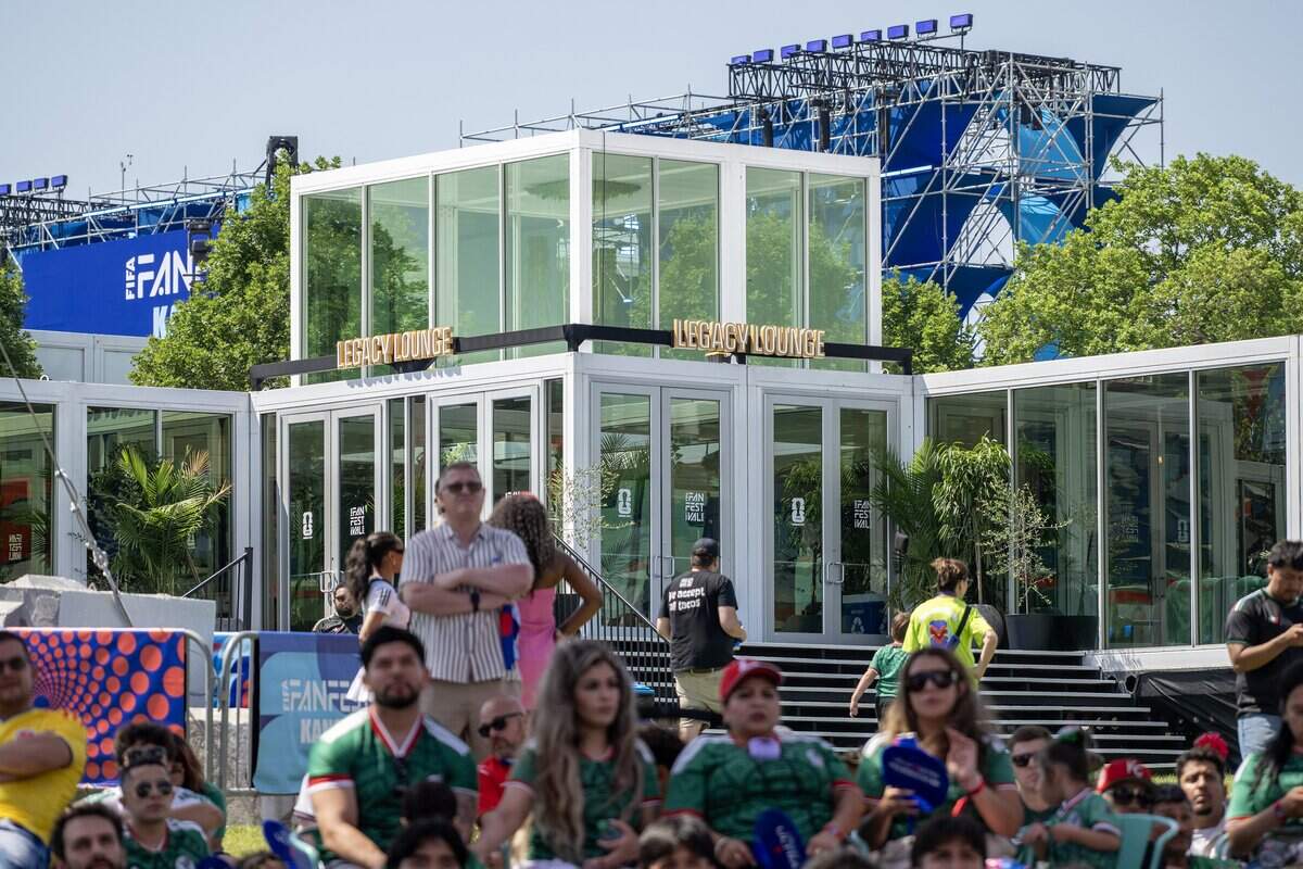The Legacy Lounge is seen from the Live Plus area at the FIFA Fan Festival on Thursday, June 11, 2026, in Kansas City.