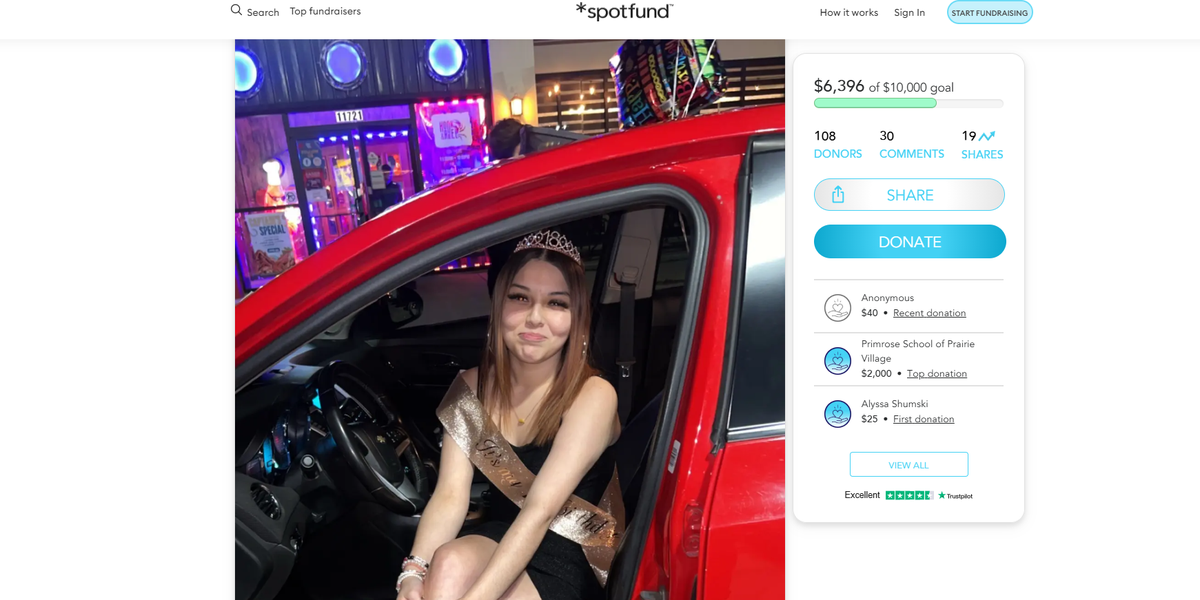 A screenshot of the Spotfund post for Itzel Guerra