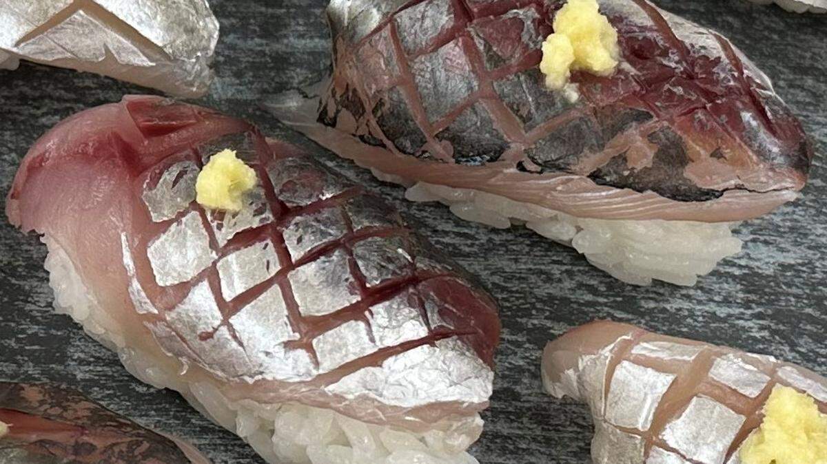 Nigiri will be the focus at Sushi Kodawari. Pictured here: Japanese horse mackerel (”aji” in Japanese), prepared as nigiri, with minced ginger on top.
