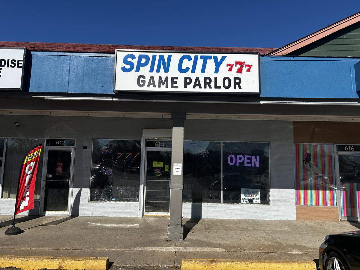 Spin City is open 24 hours a day. A sign inside says, “No play, no stay.”