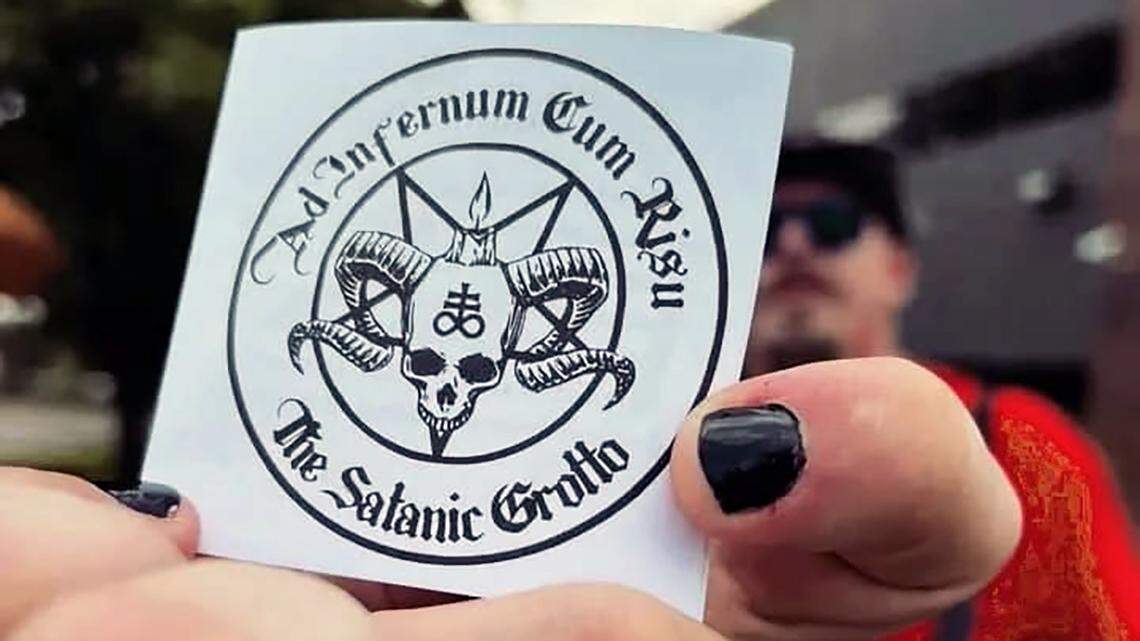 A sticker for the Satanic Grotto, a nonprofit Kansas church