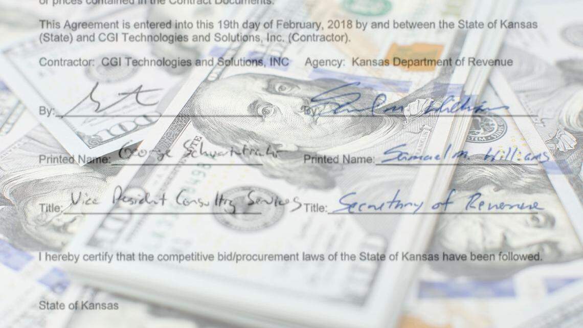 Signatures on Kansas contract with CGI Technologies.