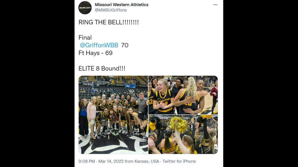 The Missouri Western women’s basketball team advanced to the NCAA Division II Elite Eight with a 70-69 victory at Fort Hays State on Monday night.