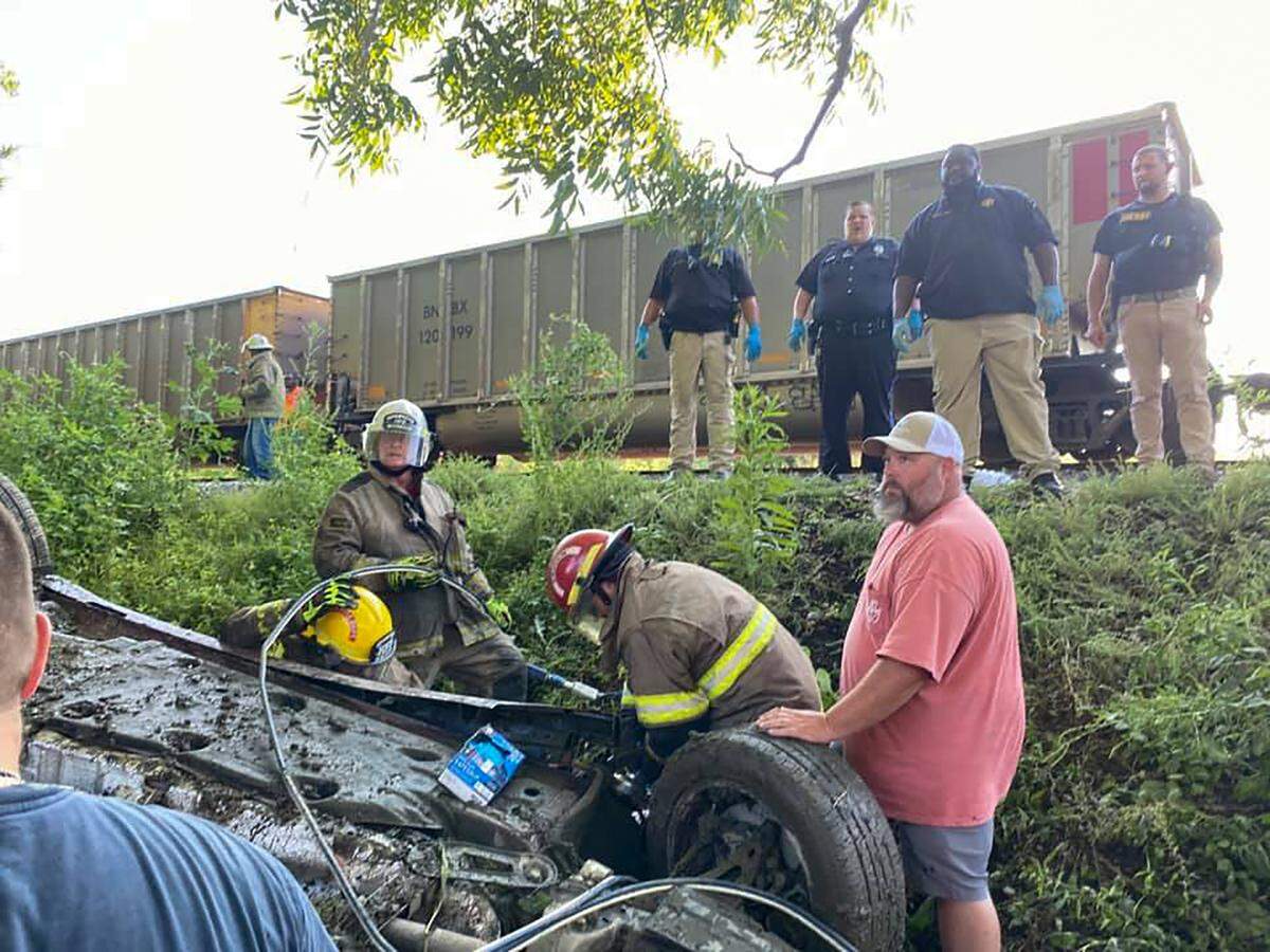 First responders were at the scene in August 2020 in Pemiscot County, Missouri, after a train hit a car at a crossing in Hayti that was on a list of rail crossings that needed repairs. The driver and a passenger in the car were both killed in the collision.