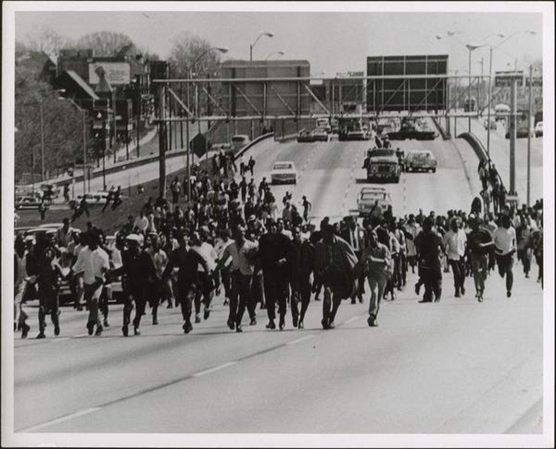 Group of young people head west on I-70.