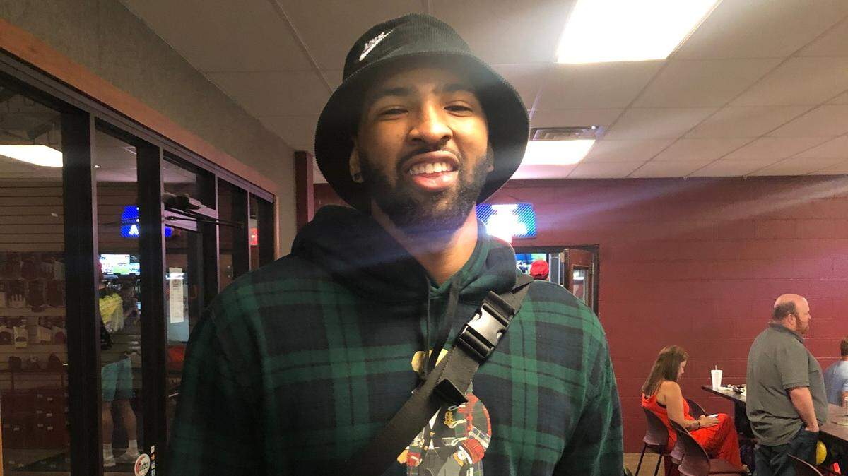 Former KU forward Dedric Lawson attended the 2022 Rock Chalk Roundball Classic bowling event Saturday at Royal Crest Lanes in Lawrence.