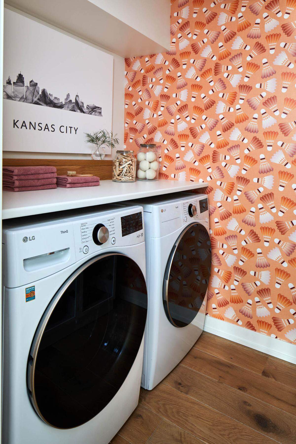 Yes, those are shuttlecocks on the walls of the laundry room.