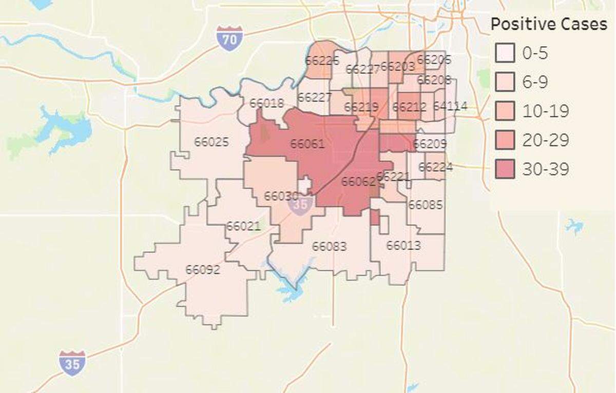 Johnson County, Kansas, government officials have released a breakdown of confirmed coronavirus cases by zip code.