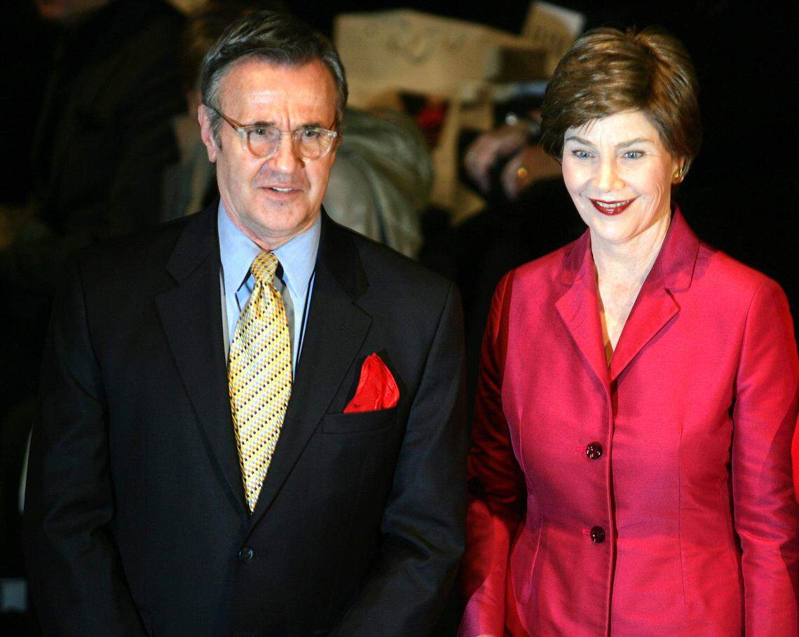 As a Bill Blass designer, Kansas City native Michael Vollbracht was a favorite of such notables as first lady Laura Bush (pictured) as well as Jessica Lange and Janet Jackson.