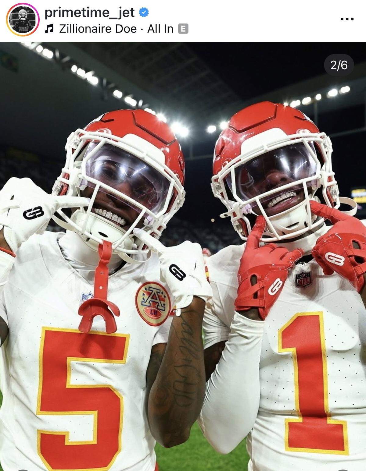 Brown, left, and teammate Xavier Worthy both love their grillz.