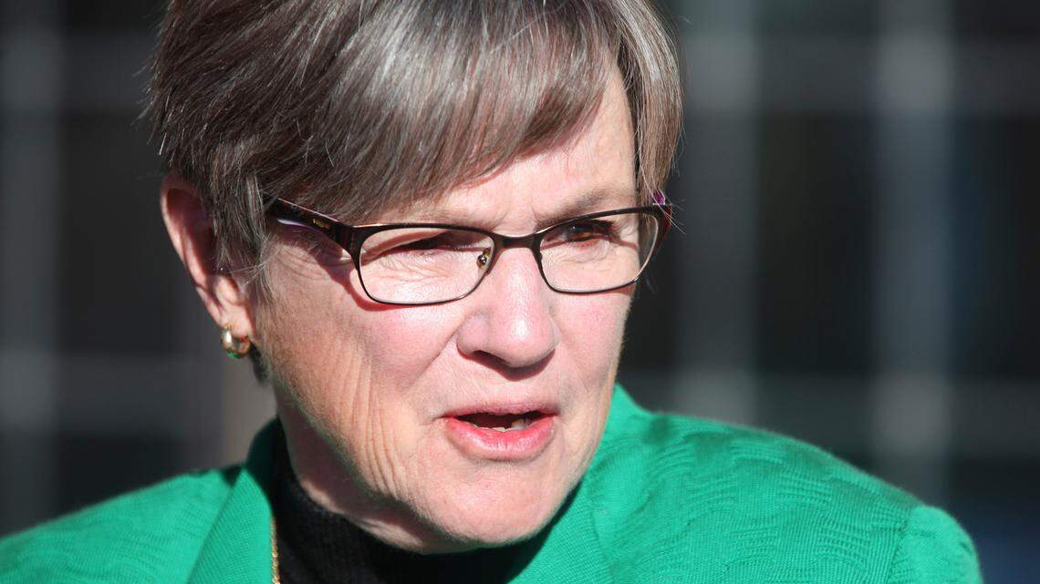 Kansas Gov. Laura Kelly in a Nov. 2021 file photo. The Democrat’s re-election campaign on Thursday announced support from a group of 60 Republicans, including former lawmakers and business leaders.