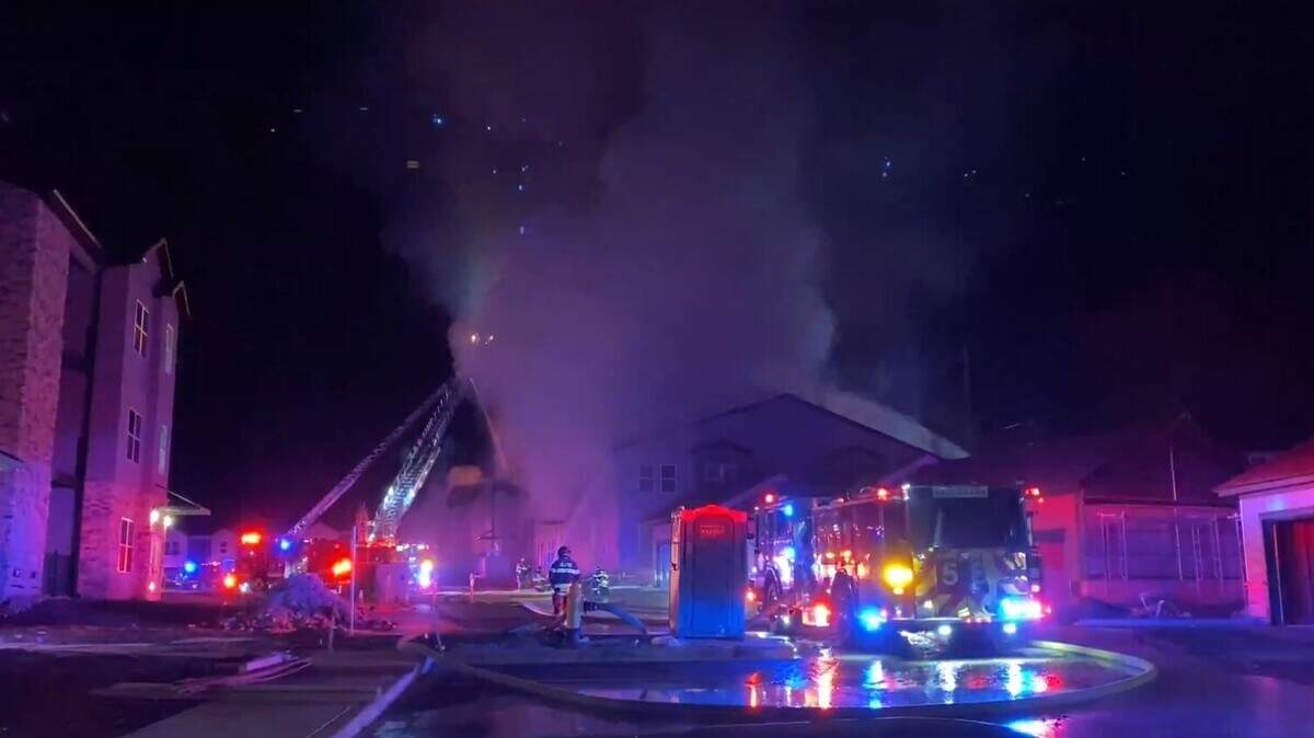Firefighters put out a blaze at a building in an under-construction apartment complex at 275 South Parker Street in Olathe Friday morning, officials said.