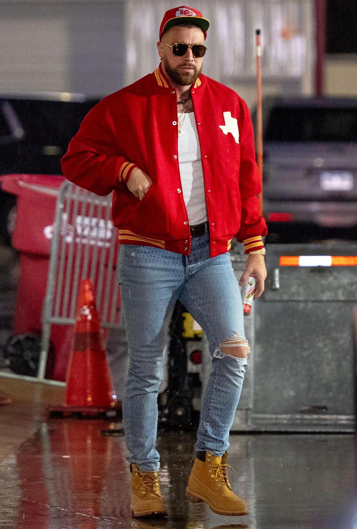Kelce arriving before a home game in November.