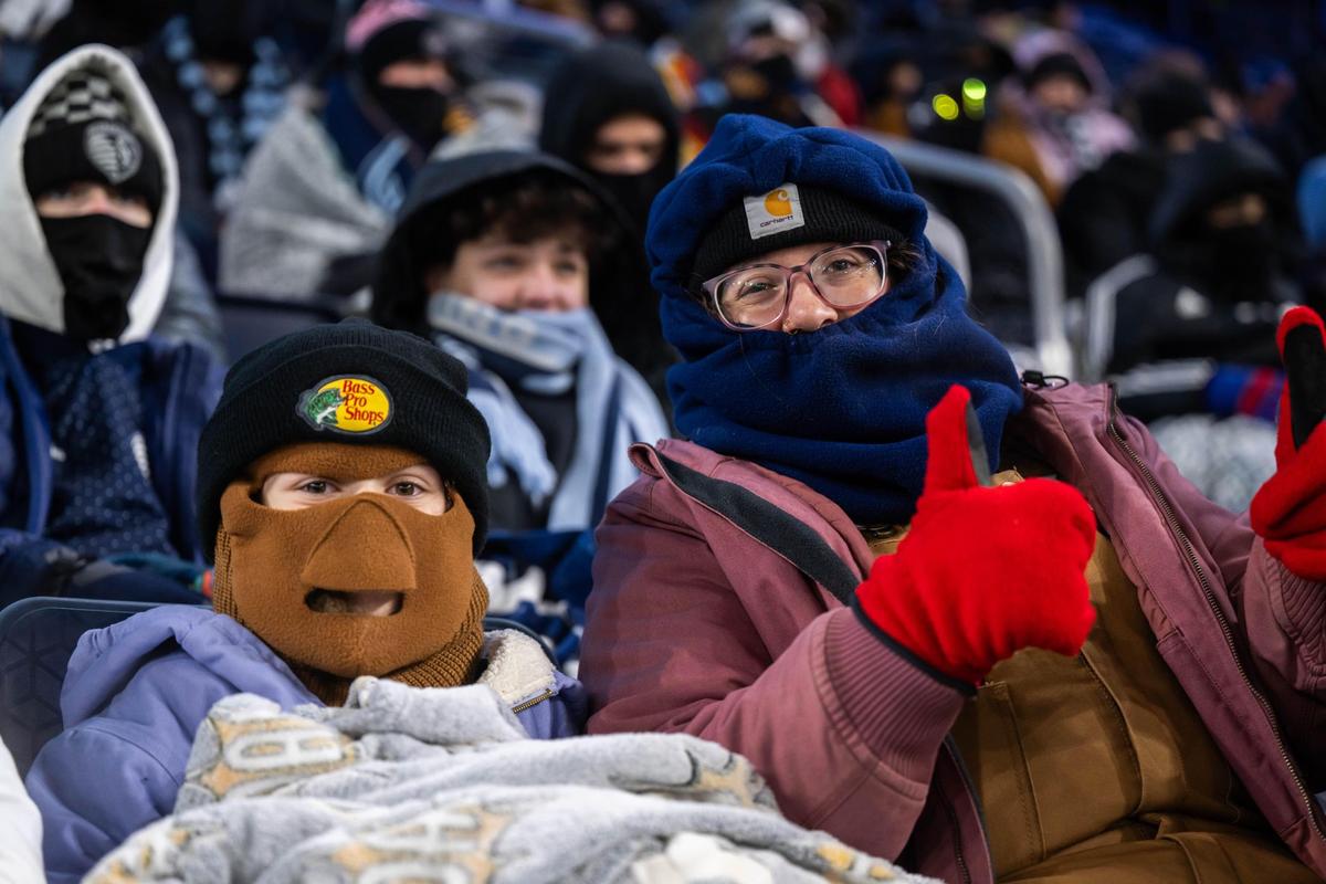 Fans showed up in several layers to the Concacaf Champions Cup match of Sporting KC vs. Inter Miami CF on Wednesday, Feb. 19, 2025, at Children’s Mercy Park. The temperatures were in the single digits for the match.