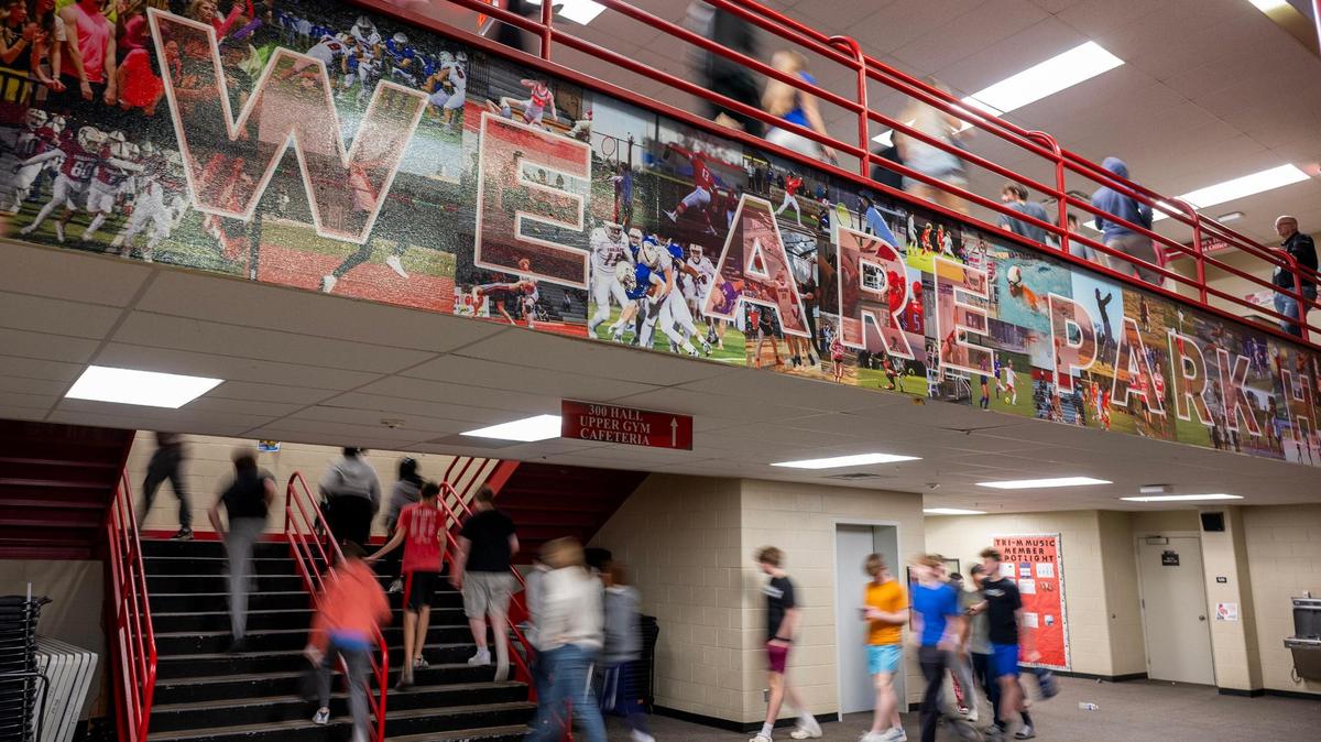 Students walk the halls at Park Hill High School on Tuesday, March 18, 2025, in Kansas City.