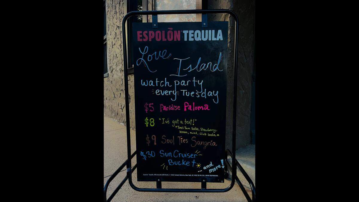 The special menu created by Laney’s Get Down for their Love Island watch party
