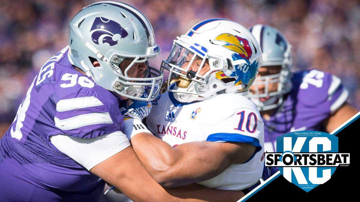 File photo of two players during the Kansas State University and University of Kansas football Sunflower Showdown on Saturday, November 26, 2016 in Manhattan, Kansas.