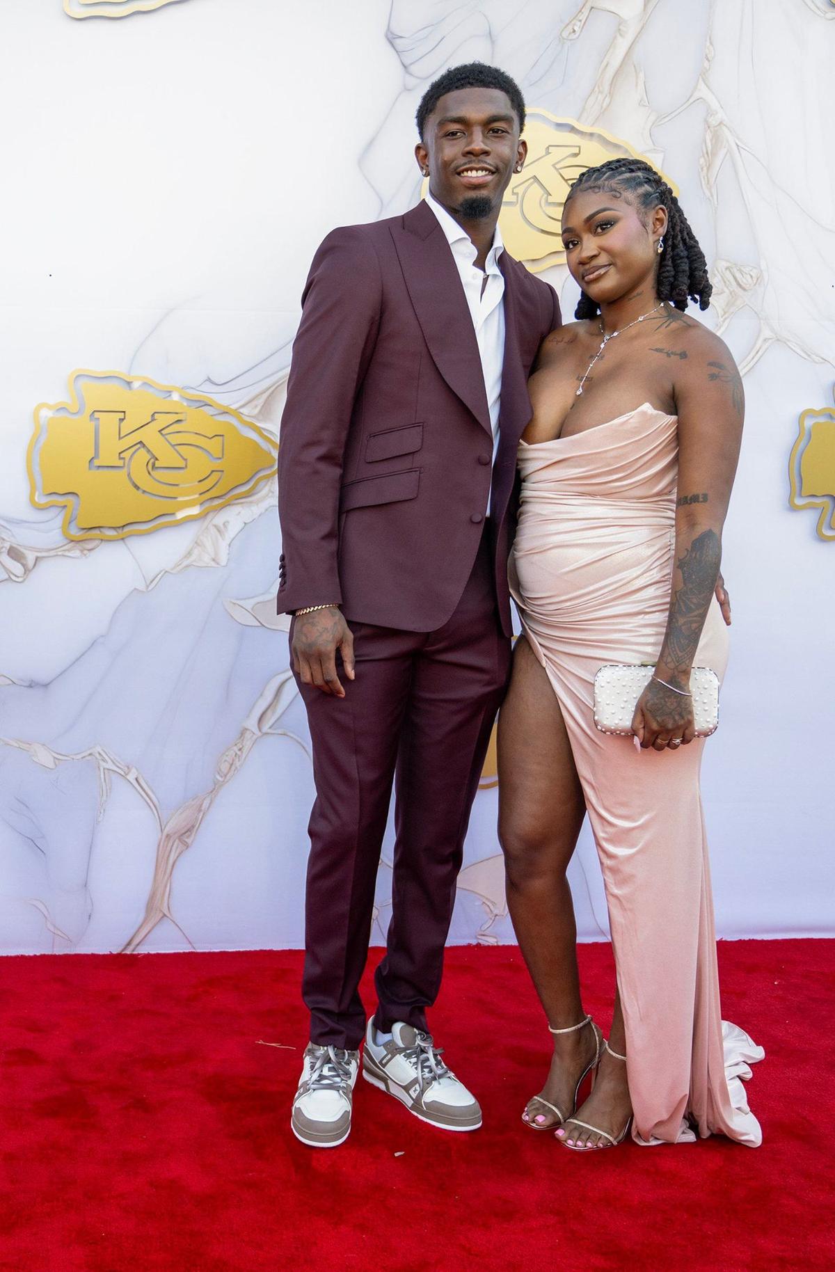 Kansas City Chiefs wide receiver Justyn Ross walked the red carpet before the Super Bowl LVIII championship ring presentation event on.