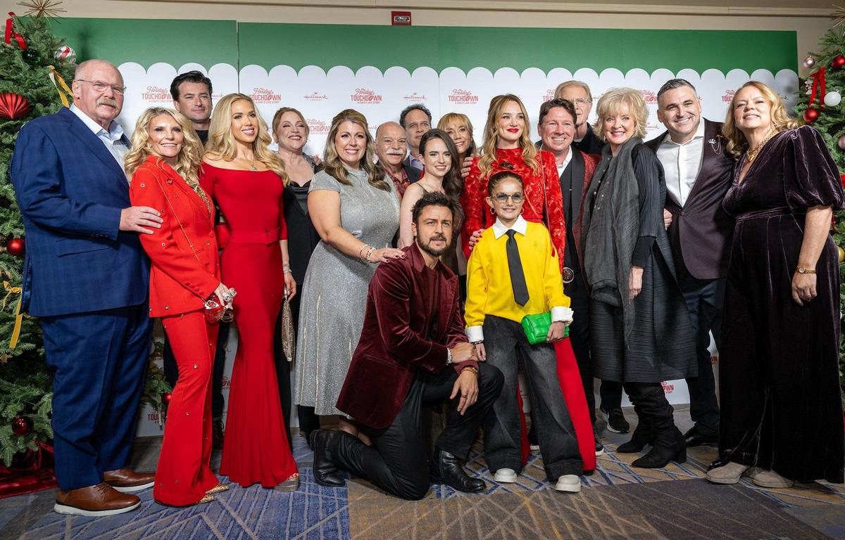 Hunter King, Tyler Hynes, Taylor Biggs and others attend the premiere screening of Hallmark’s “Holiday Touchdown: A Chiefs Love Story.”