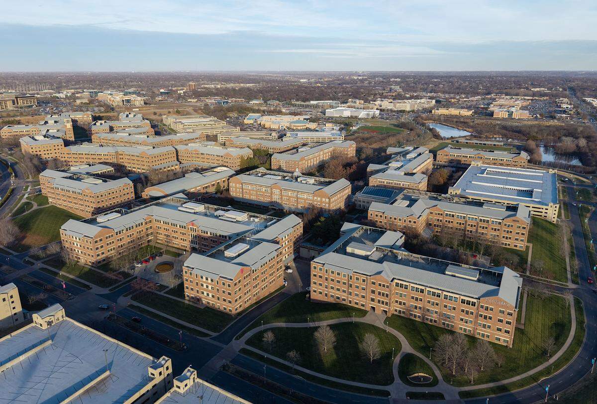 If the Kansas City Royals decide to build their new stadium at the Aspiria campus near 119th Street and Nall Avenue in Overland Park, T-Mobile US Inc., which currently employs about 3,500 people at that site, says they would plan to relocate. This view shows the campus on Thursday, Dec. 11, 2025.