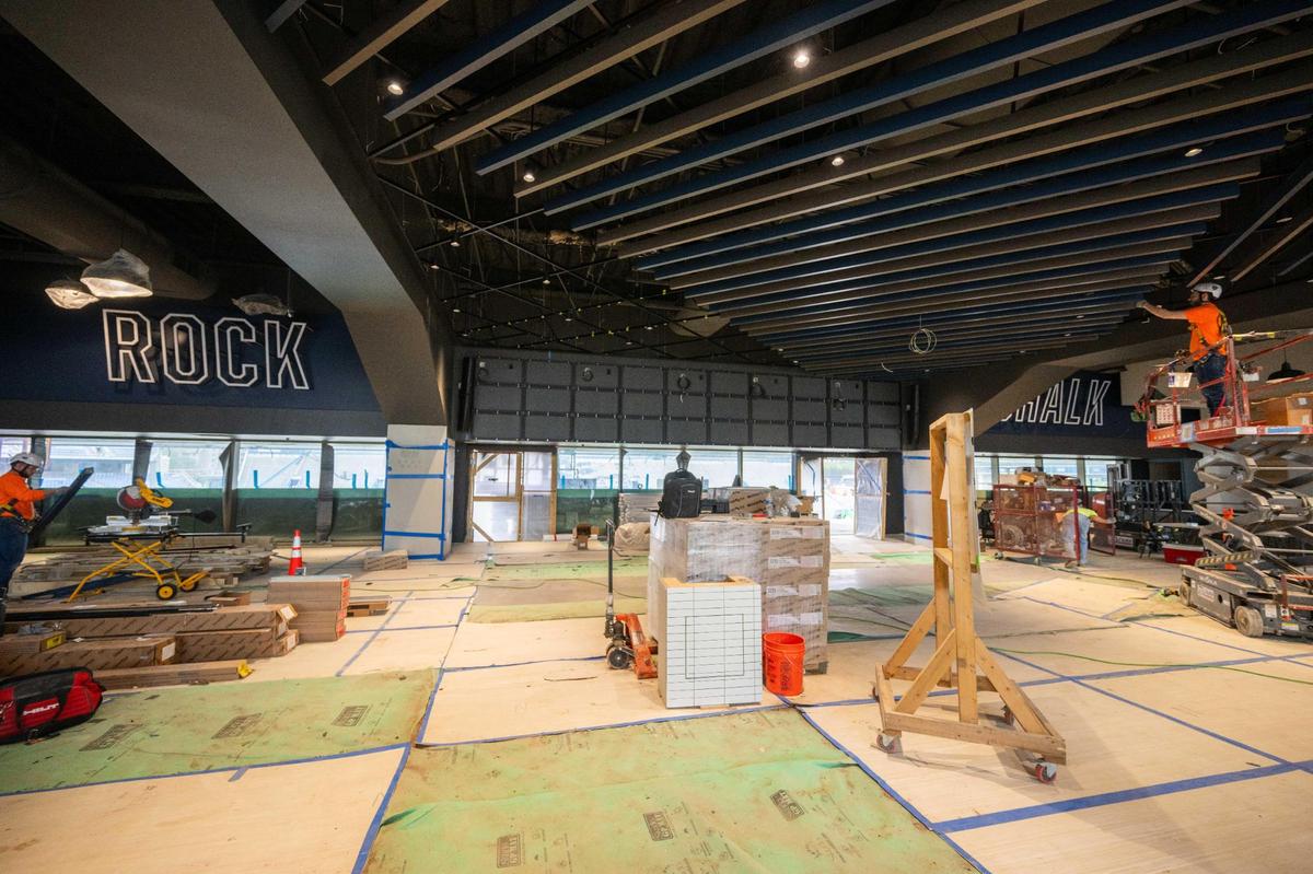 A new section of David Booth Kansas Memorial Stadium which will be called the “Jayhawk Club” in Lawrence on Friday, April 25, 2025.