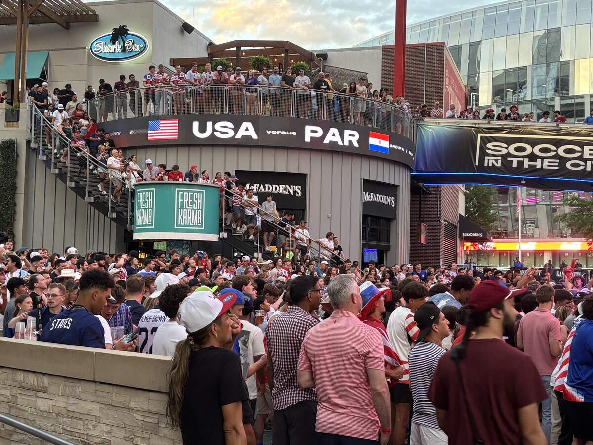 Fans packed into KC Live! in Kansas City’s Power and Light District on June 12, 2026, to watch the U.S. square off against Paraguay in the fourth match of the 2026 FIFA World Cup. The U.S. came out on top, defeating Paraguay 4-1.