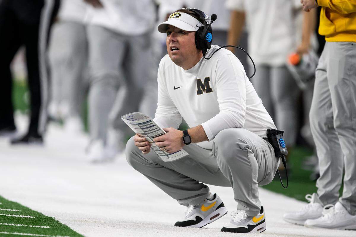 Mizzou football coach Eli Drinkwitz watches his Tigers play the Ohio State Buckeyes during the 88th annual Cotton Bowl on Friday at AT&T Stadium in Arlington, Texas.