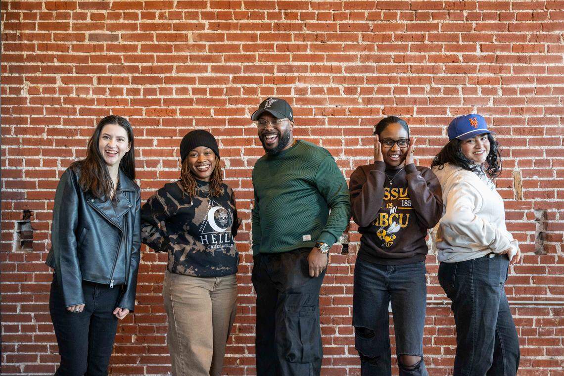 Darrion Nimrod and his marketing and creative team, at The Outsiders Social Club, a new creative space opening in Westport, on Wednesday, December 31, 2025.