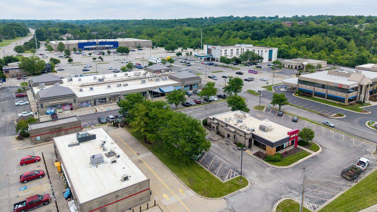 The Midland Entertainment District, east of Interstate 435, includes B&B Theater Shawnee 18, Wendy's, Barley's Kitchen & Tap, Hampton Inn, among others as seen on Thursday, May 21, 2026, in Kansas City.