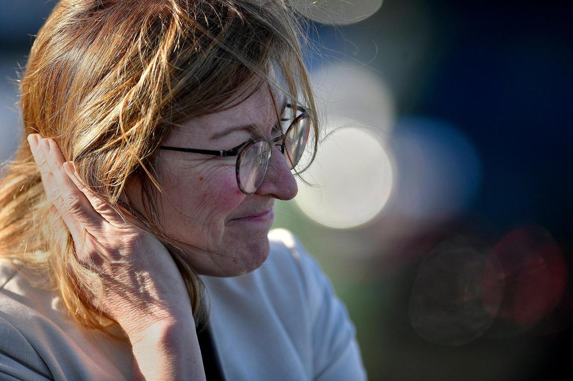 Jackson County Prosecutor, Jean Peters Baker, left, traveled to Cameron on Tuesday to see the release of Kevin Strickland.