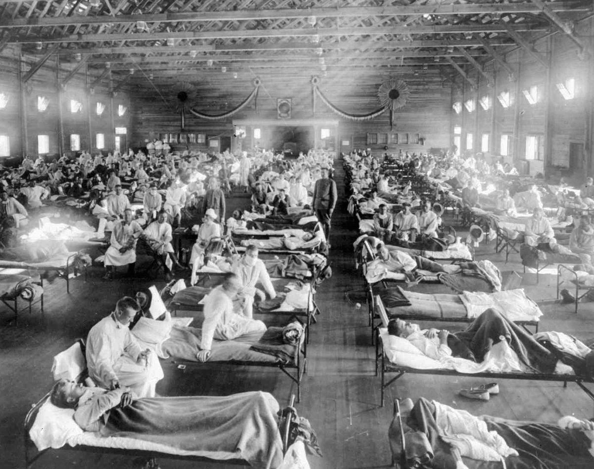 Camp Funston at Fort Riley, Kansas, was one of the first places in the United States to be hit by widespread cases of the 1918 influenza virus that would become a worldwide pandemic. Soldiers sent from Fort Riley to fight in World War I may have carried the virus to Europe.