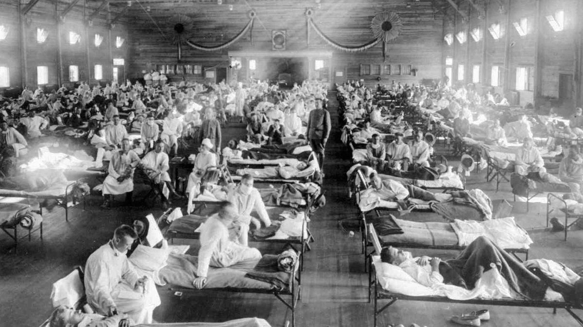 Camp Funston at Fort Riley, Kansas, was one of the first places in the United States to be hit by widespread cases of the 1918 influenza virus that would become a worldwide pandemic. Soldiers sent from Fort Riley to fight in World War I may have carried the virus to Europe.