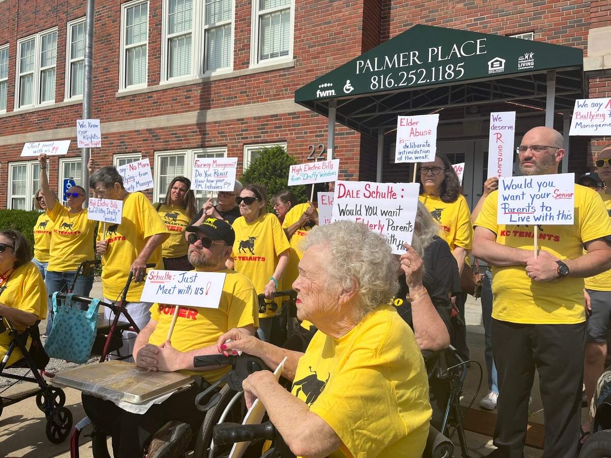 Palmer Place tenants and KC Tenant activists held a press conference Wednesday morning.